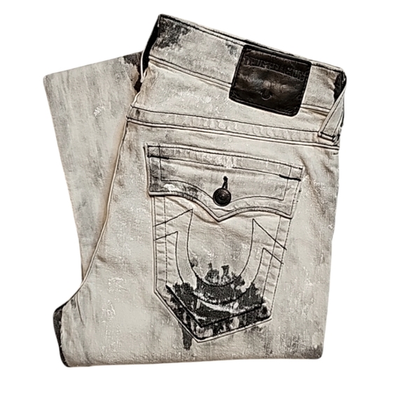 💥True Religion Relaxed-Straight Distressed Jeans. Men's Size: W34x34L - Picture 5 of 13